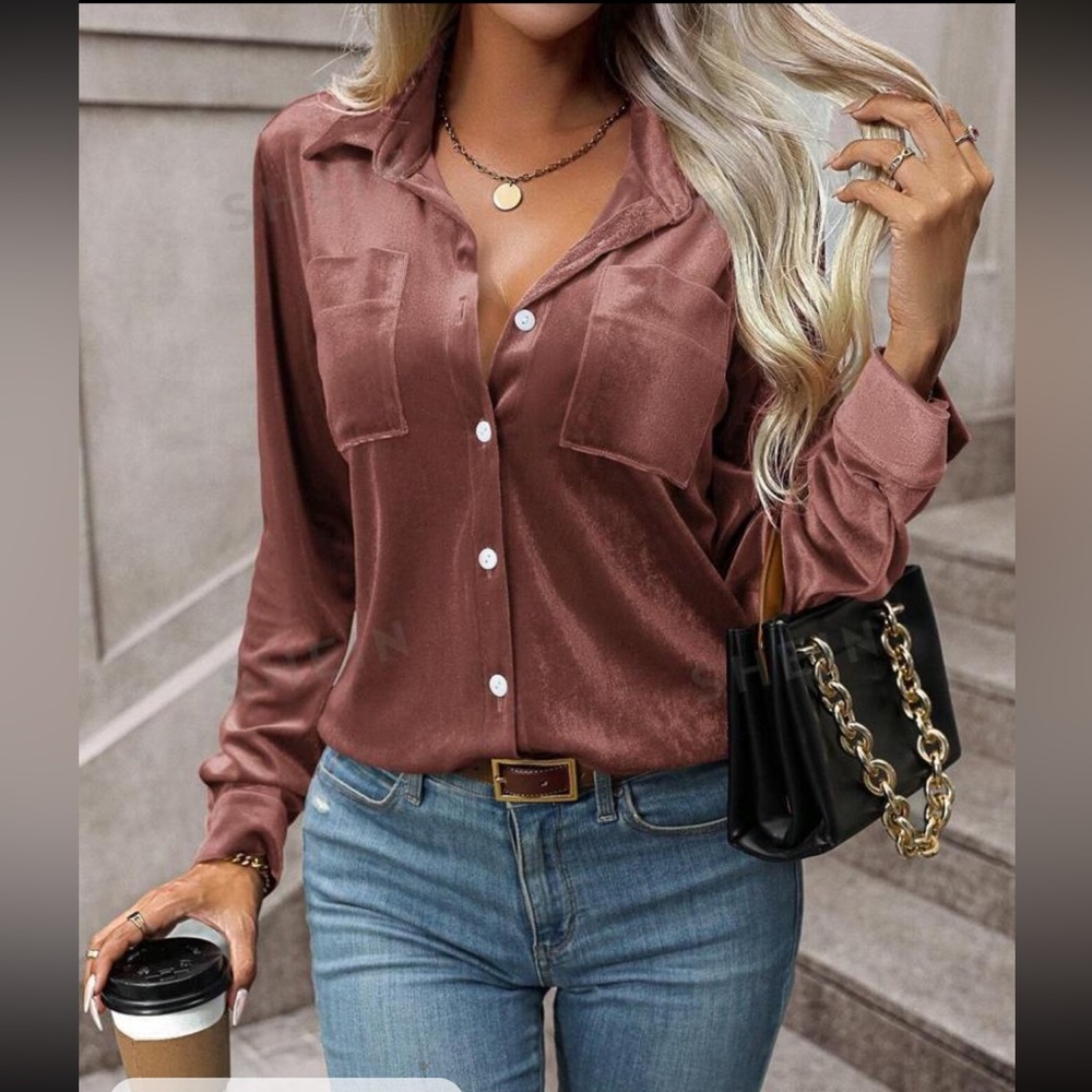 Button down dusty pink